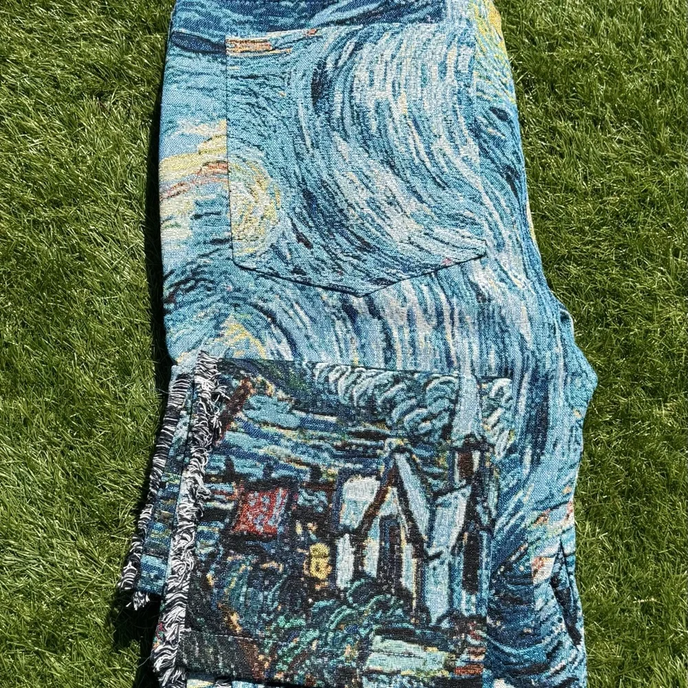 Rebel Vengeance Starry Night Tapestry Cargo Pants Size 32 Artistic Streetwear - Picture 12 of 16